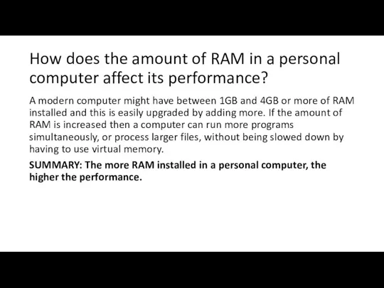 How does the amount of RAM in a personal computer