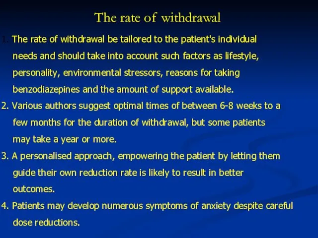 The rate of withdrawal 1. The rate of withdrawal be