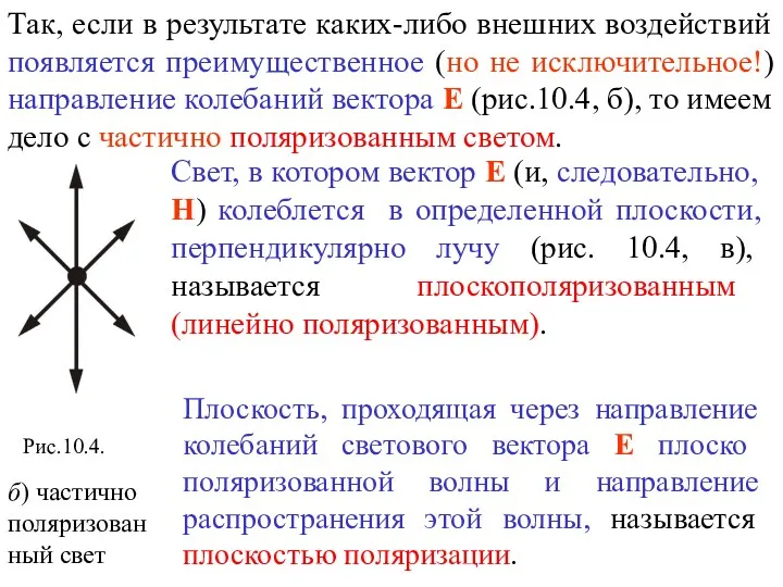 Свет, в котором вектор Е (и, следовательно, Н) колеблется в