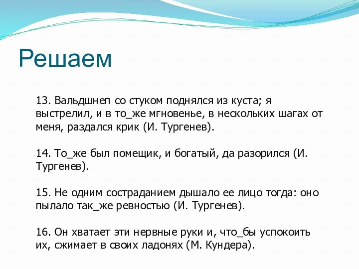 Решаем 13. Вальдшнеп со стуком поднялся из куста; я выстрелил,