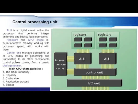 Central processing unit Simplified CPU block-diagram ALU is a digital