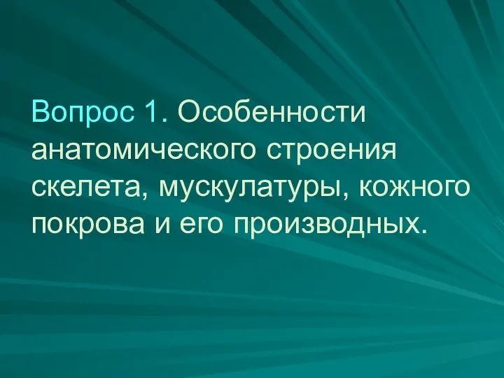 Вопрос 1. Особенности анатомического строения скелета, мускулатуры, кожного покрова и его производных.