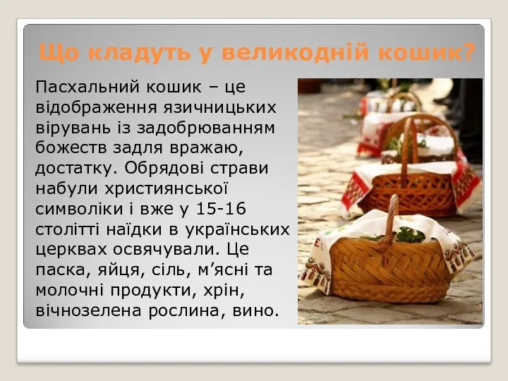 Що кладуть у великодній кошик? Пасхальний кошик – це відображення язичницьких вірувань із