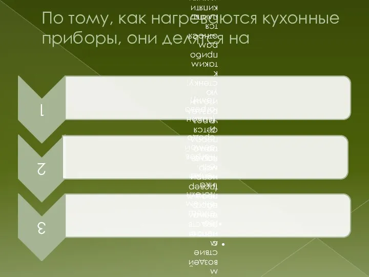 По тому, как нагреваются кухонные приборы, они делятся на