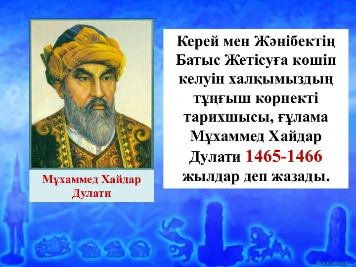 Мұхаммед Хайдар Дулати Керей мен Жәнібектің Батыс Жетісуға көшіп келуін