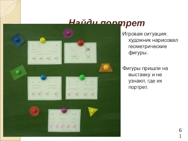 Найди портрет Игровая ситуация: художник нарисовал геометрические фигуры. Фигуры пришли