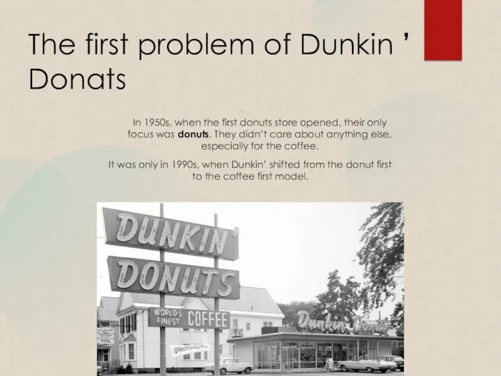 The first problem of Dunkin ’ Donats In 1950s, when