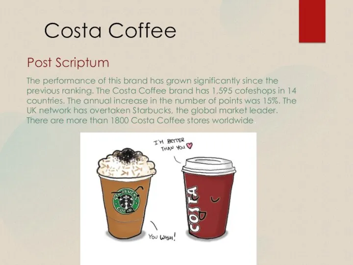 Costa Coffee Post Scriptum The performance of this brand has