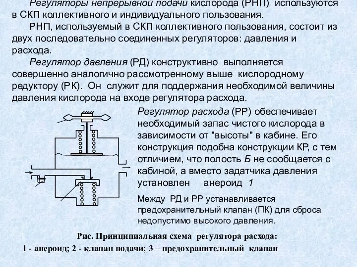 Регуляторы непрерывной подачи кислорода (РНП) используются в СКП коллективного и индивидуального пользования. РНП,