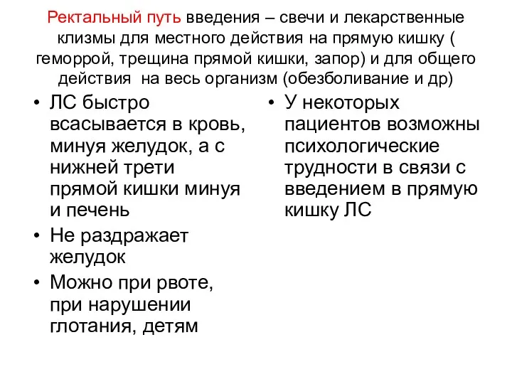 Ректальный путь введения – свечи и лекарственные клизмы для местного