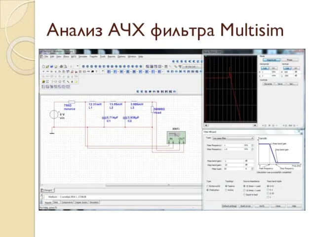 Анализ АЧХ фильтра Multisim