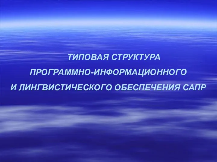 ТИПОВАЯ СТРУКТУРА ПРОГРАММНО-ИНФОРМАЦИОННОГО И ЛИНГВИСТИЧЕСКОГО ОБЕСПЕЧЕНИЯ САПР