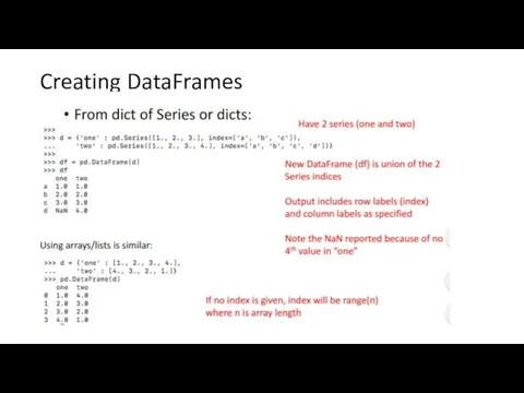 Creating DataFrames