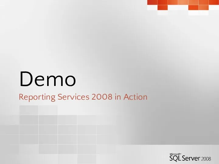 Demo Reporting Services 2008 in Action