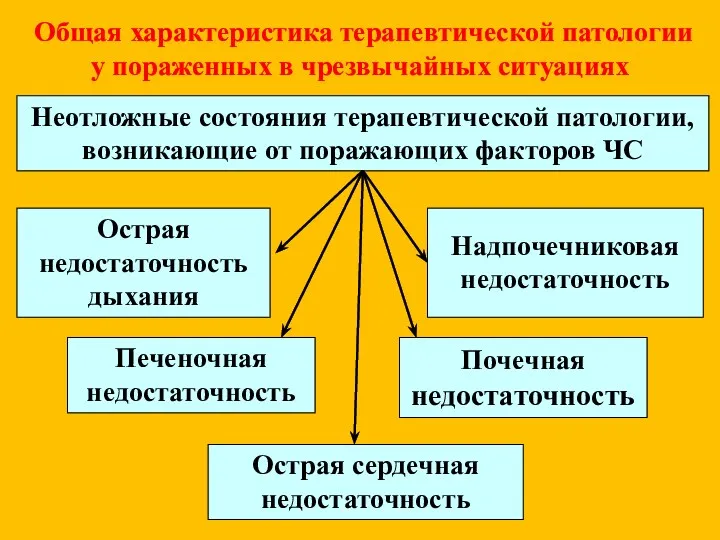 Неотложные состояния терапевтической патологии, возникающие от поражающих факторов ЧС Острая