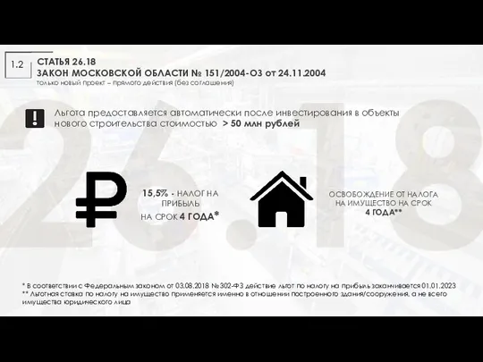 СТАТЬЯ 26.18 ЗАКОН МОСКОВСКОЙ ОБЛАСТИ № 151/2004-ОЗ от 24.11.2004 только