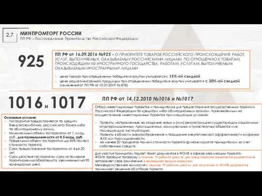 МИНПРОМТОРГ РОССИИ ПП РФ – Постановление Правительства Российской Федерации 2.7