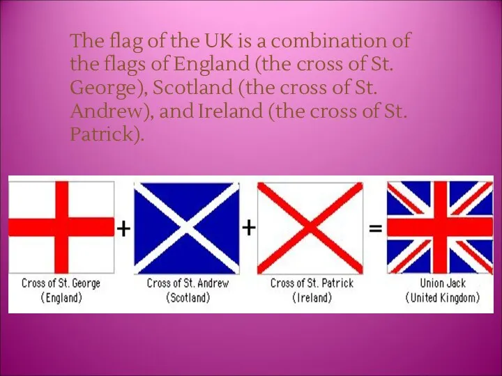 The flag of the UK is a combination of the