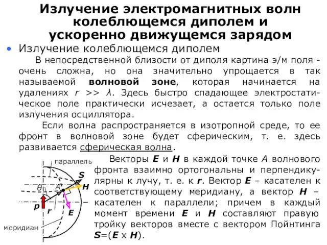 A В непосредственной близости от диполя картина э/м поля -