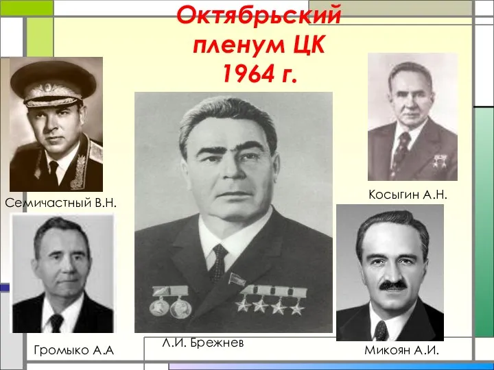 Октябрьский пленум ЦК 1964 г. Семичастный В.Н. Косыгин А.Н. Громыко А.А Микоян А.И. Л.И. Брежнев