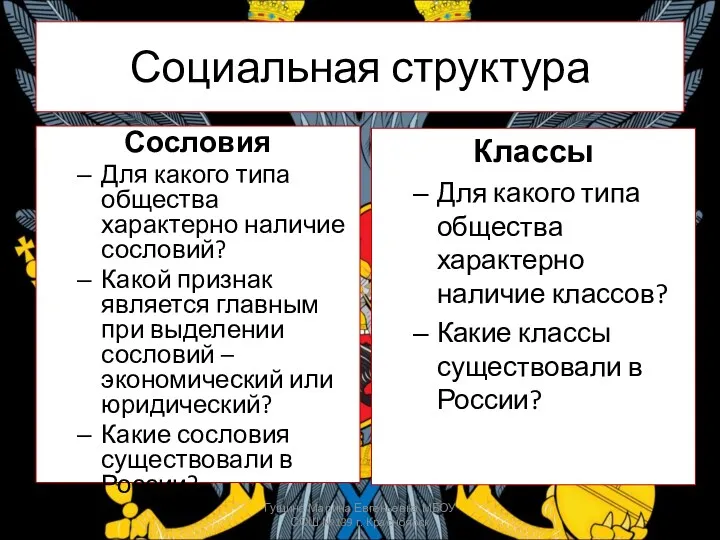 Социальная структура Сословия Для какого типа общества характерно наличие сословий?