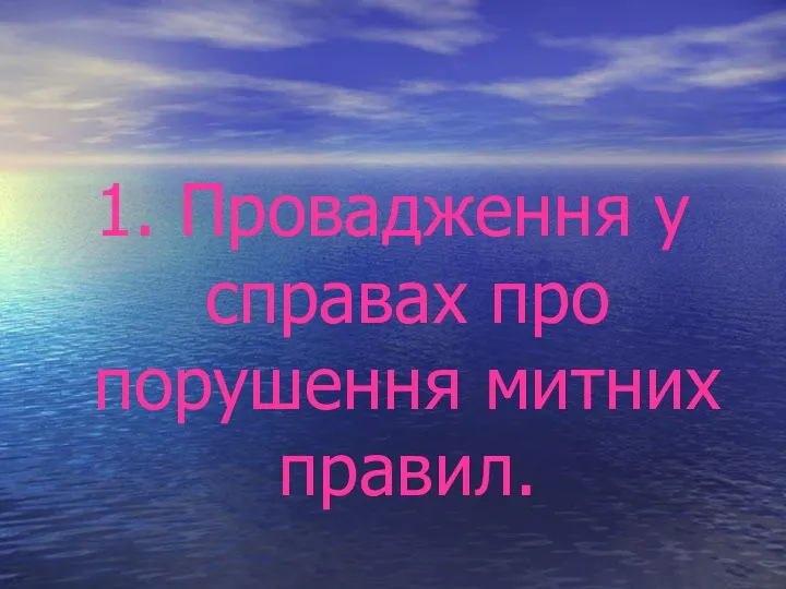 1. Провадження у справах про порушення митних правил.