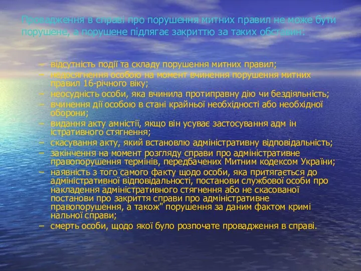 Провадження в справі про порушення митних правил не може бути