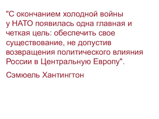 "С окончанием холодной войны у НАТО появилась одна главная и