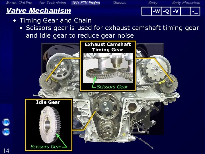 Valve Mechanism Timing Gear and Chain Scissors gear is used