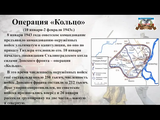 Операция «Кольцо» (10 января-2 февраля 1943г.) 8 января 1943 года