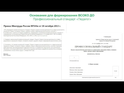 Основания для формирования ВСОКО ДО Профессиональный стандарт «Педагог»