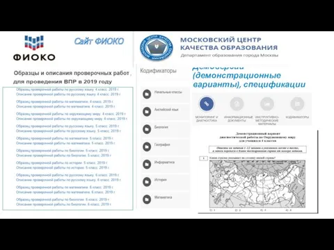 Демоверсии (демонстрационные варианты), спецификации Сайт ФИОКО