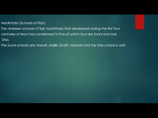 Madhhabs (Schools of Fiqh) The nineteen schools of fiqh madhhabs that developed during