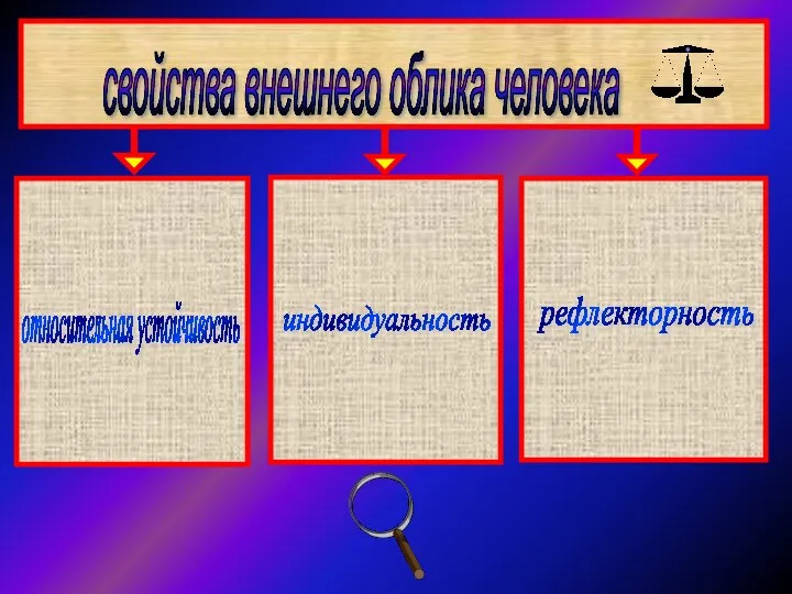 свойства внешнего облика человека относительная устойчивость рефлекторность индивидуальность