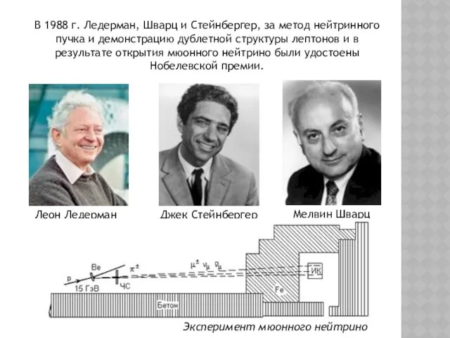 В 1988 г. Ледерман, Шварц и Стейнбергер, за метод нейтринного