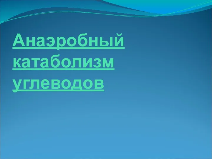 Анаэробный катаболизм углеводов