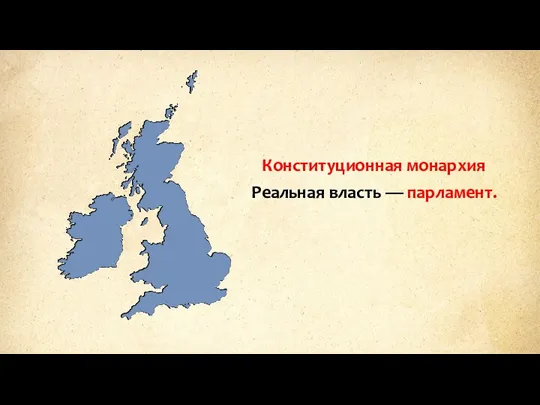 Конституционная монархия Реальная власть — парламент.