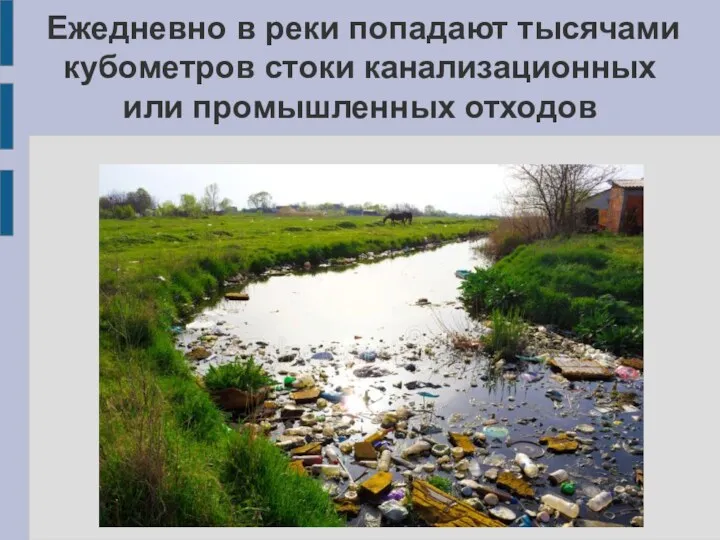 Ежедневно в реки попадают тысячами кубометров стоки канализационных или промышленных отходов