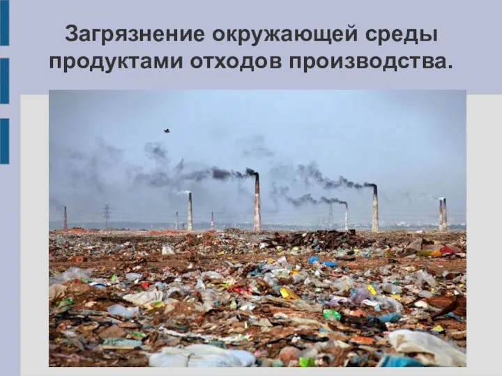 Загрязнение окружающей среды продуктами отходов производства.