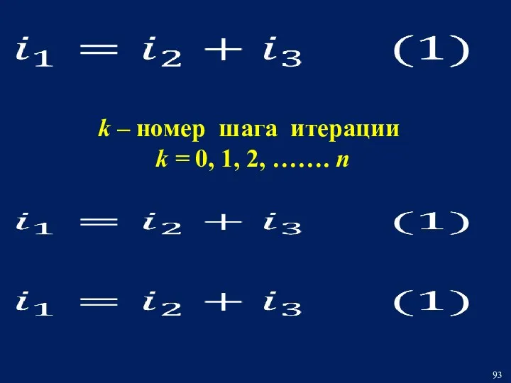 k – номер шага итерации k = 0, 1, 2, ……. n