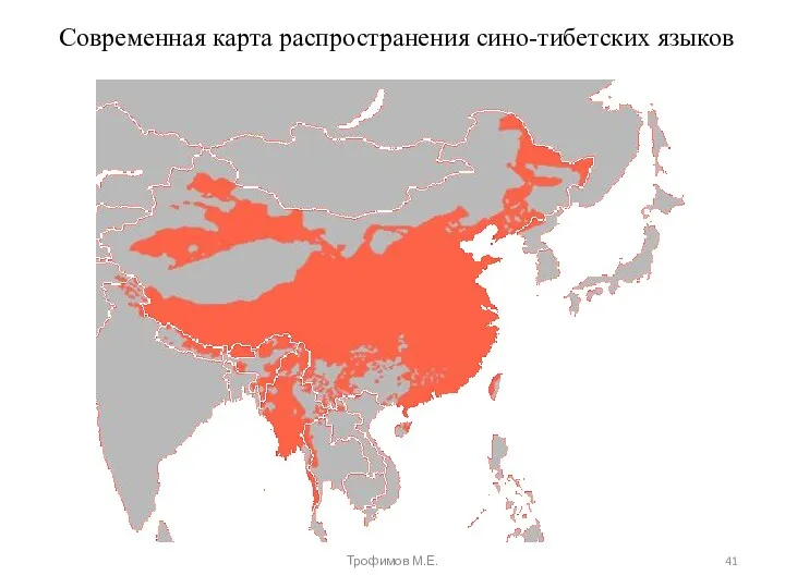 Современная карта распространения сино-тибетских языков Трофимов М.Е.