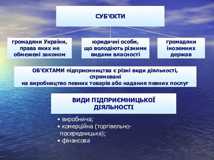 СУБ’ЄКТИ громадяни України, права яких не обмежені законом юридичні особи,