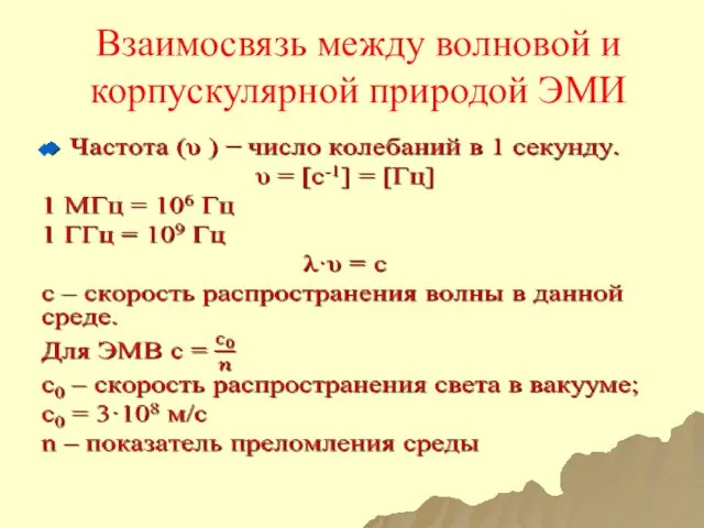 Взаимосвязь между волновой и корпускулярной природой ЭМИ