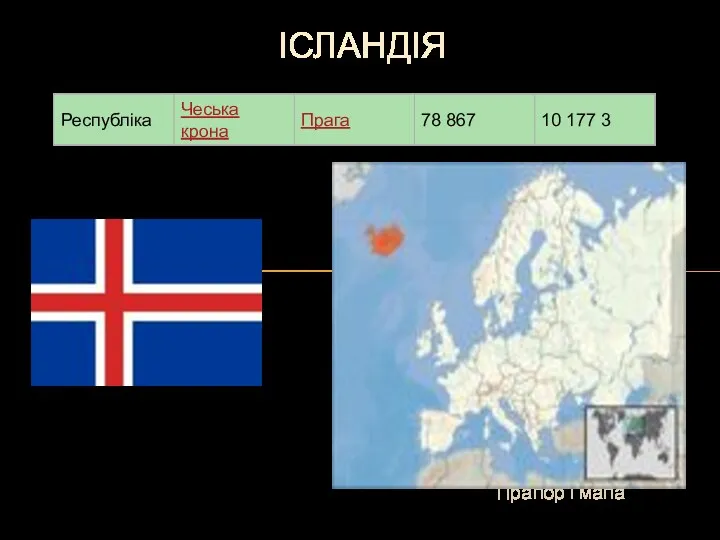 Прапор і мапа ІСЛАНДІЯ