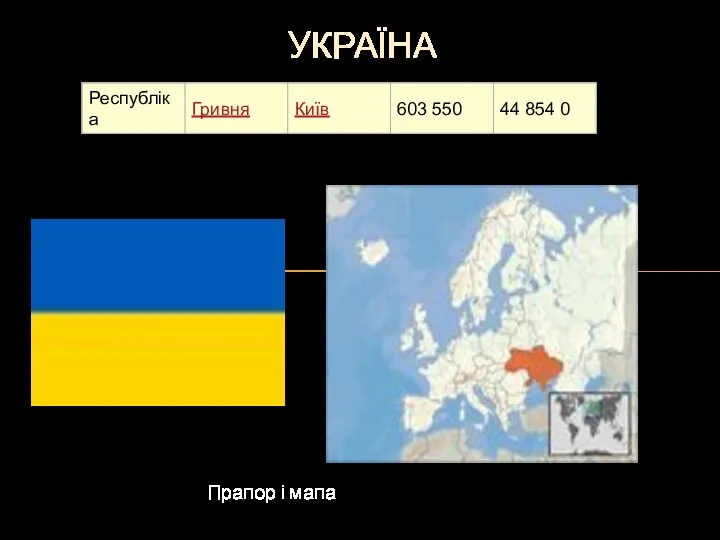 Прапор і мапа УКРАЇНА