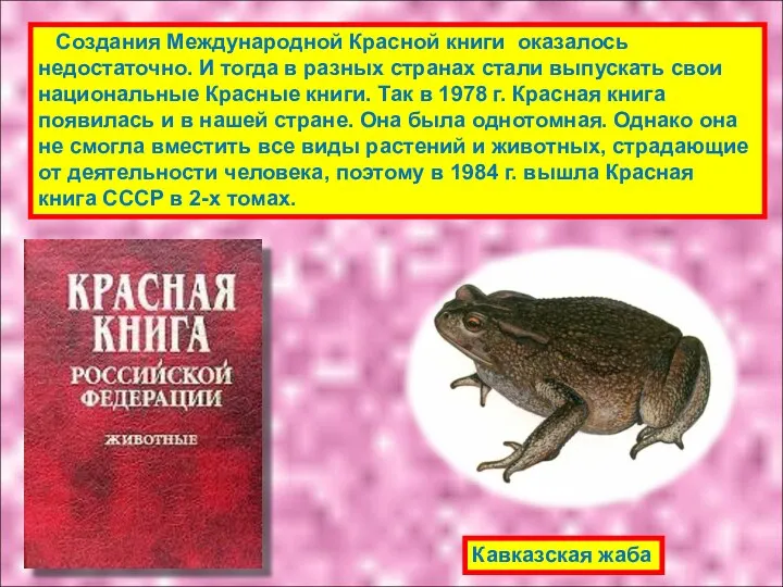 Создания Международной Красной книги оказалось недостаточно. И тогда в разных