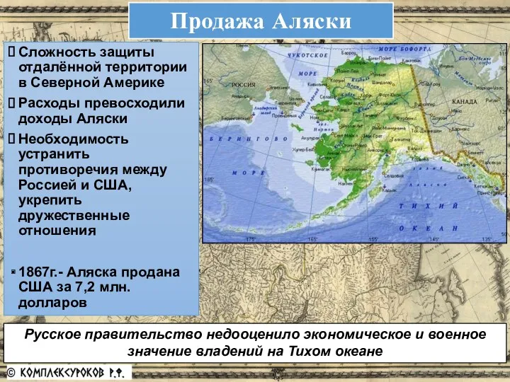 Продажа Аляски Сложность защиты отдалённой территории в Северной Америке Расходы