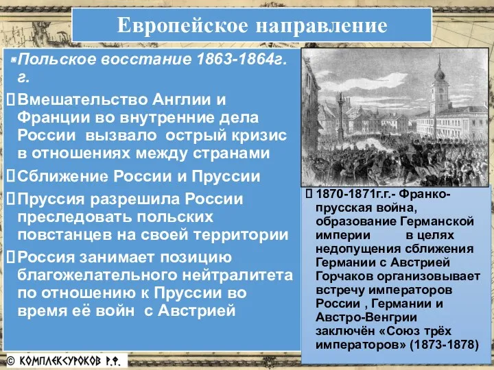 Польское восстание 1863-1864г.г. Вмешательство Англии и Франции во внутренние дела