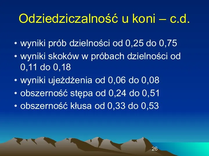 wyniki prób dzielności od 0,25 do 0,75 wyniki skoków w