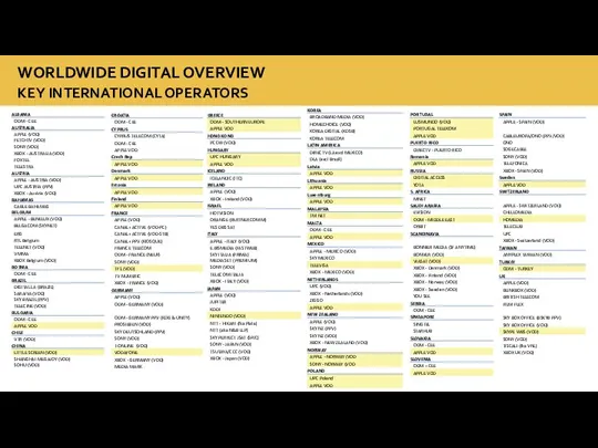 WORLDWIDE DIGITAL OVERVIEW KEY INTERNATIONAL OPERATORS